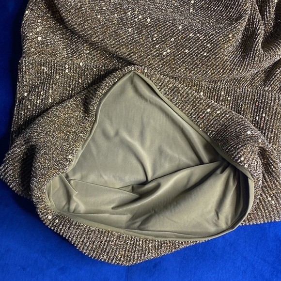 Lovers + Friends NWT Lyon Antique Gold Sequin Mini Halter Dress S - Picture 6 of 9